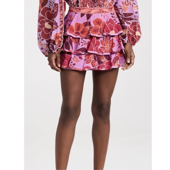 FARM Rio tiered floral mini skirt size XS - Picture 4 of 12